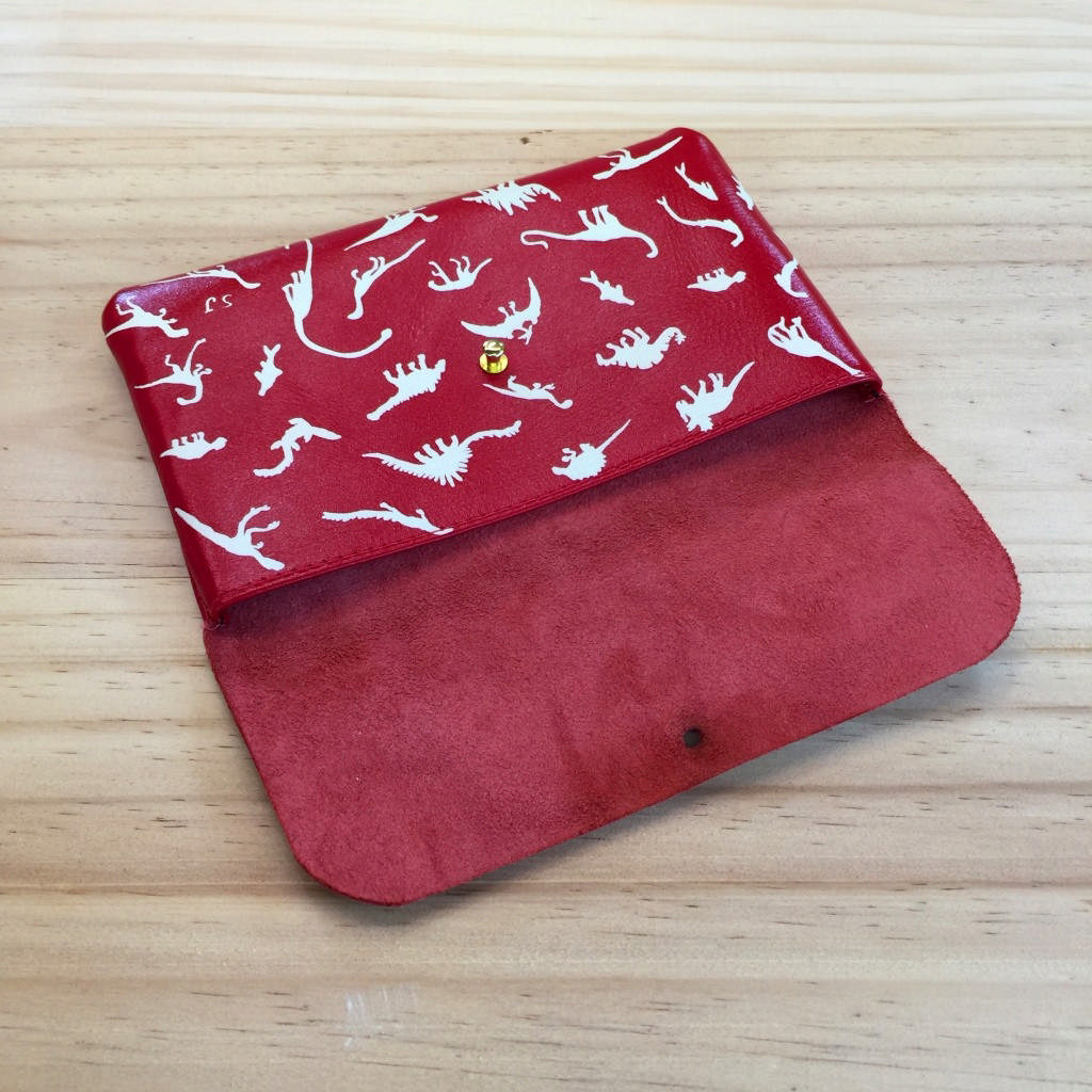 Flap Pouch - Red Leather Dino